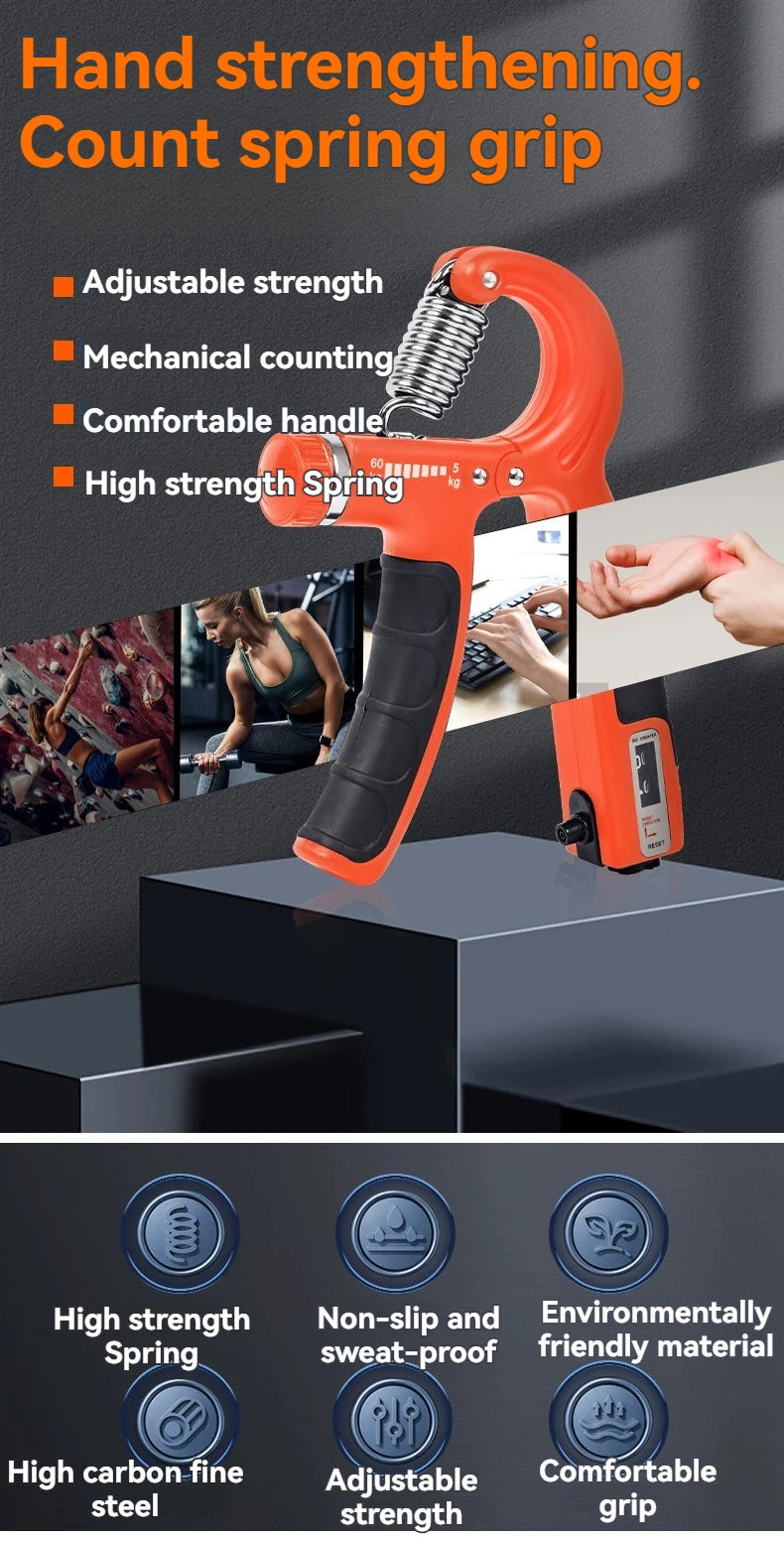 5-60kg Adjustable Hand Grip Strengthener Hand Gripper Trainer Set With Counter Wrist Forearm And Hand Exerciser For Muscle